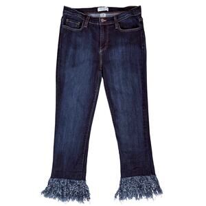 Judy Blue Dark Blue Skinny Jeans with Fringe Hem